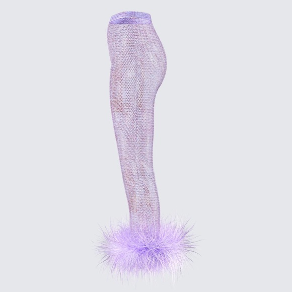 Finesse Ophira Lavender Rhinestone Feather Trim Skirt - Picture 2 of 7